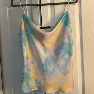 Zara silk tie die cami